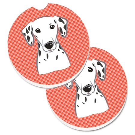 Carolines Treasures Red Checkered Dalmatian Set of 2 Cup Holder Car Coaster BB1131CARC